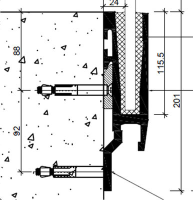 Side Mounted Aluminum U Channel Powder Coated For Commercial Glass Balustrade