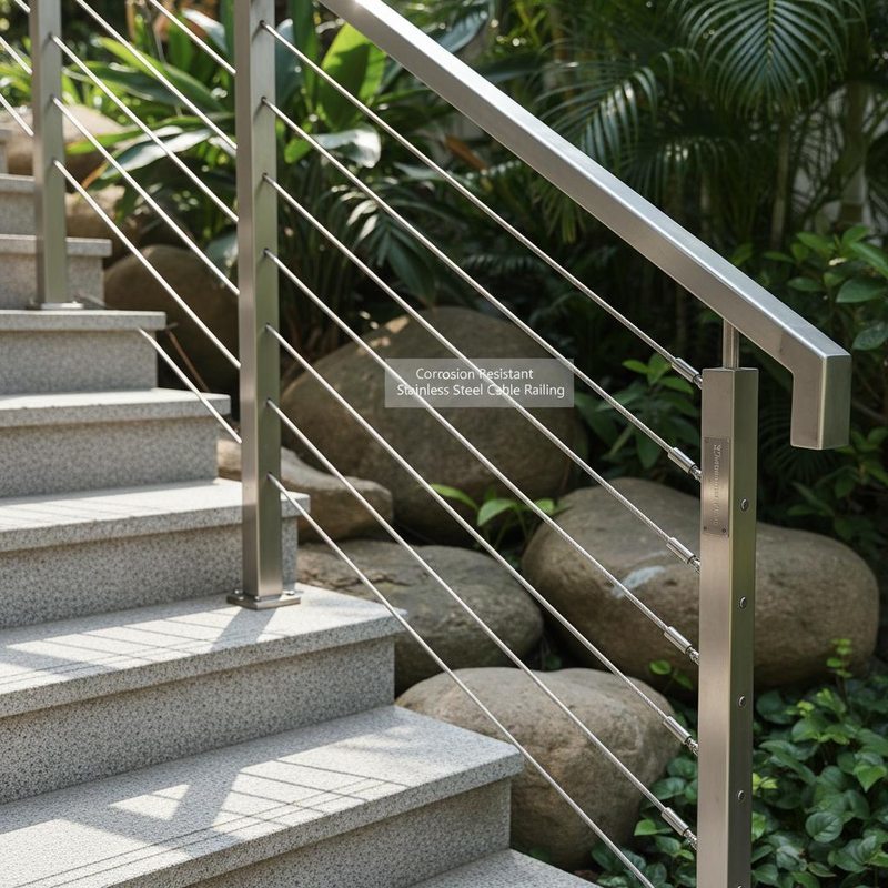 Corrosion Resistant Stainless Steel Cable Railing - Durable Stainless Steel Railing Balusters for Stairs